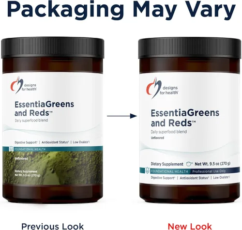 Miniatura 5 de Designs for Health EssentiaGreens and Reds (sin sabor, 30 porciones), superalimento vegano en polvo con espirulina, col rizada, manzana y más