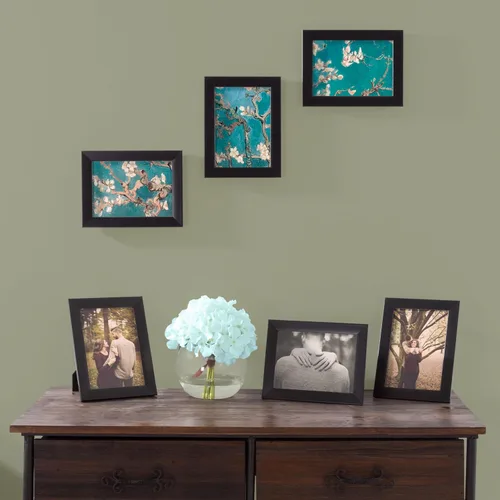 Lavish Home - Juego de 6 marcos de fotos de 5 x 7 pulgadas con soporte y ganchos para pared de galería o retrato familiar, decoración de pared para