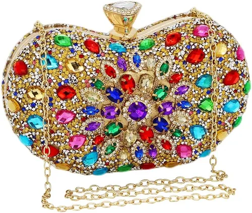 Bolso de mano negro para mujer, bolso brillante de noche, para fiesta, con diamantes de imitación, monedero de novia