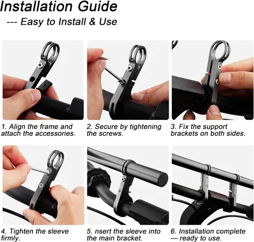 Miniatura 6 de Extensor de manillar de bicicleta con soporte para teléfono, barra de extensión de aluminio de 11.9", se ajusta a barras de 18–34mm, soporte