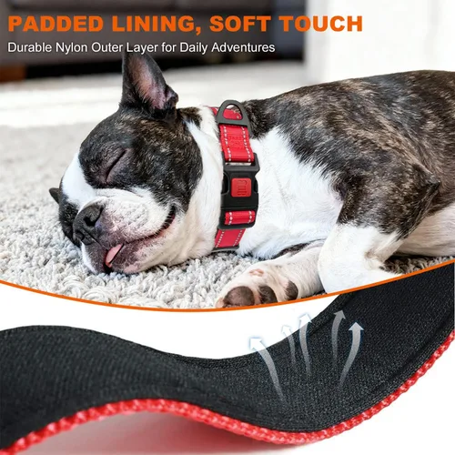 Miniatura 4 de Taglory Collar reflectante para perros pequeños, de neopreno suave acolchado con hebilla de bloqueo a prueba de escapes, anillo de aleación de zinc