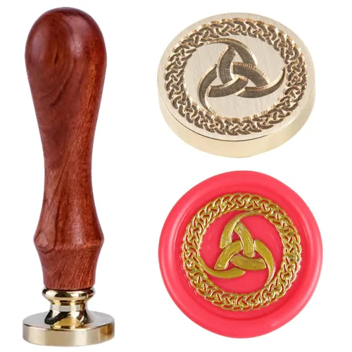 Miniatura 28 de Sello de cera de trébol de cuatro hojas, sello de trébol de la suerte con mango de palisandro 1'' 2.5cm, sello distintivo de cera de sellado, un