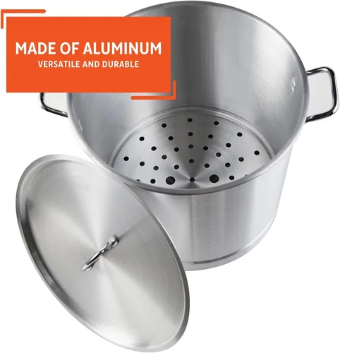 Miniatura 3 de IMUSA - Juego de vaporera de aluminio de dos piezas, 28Qt y 10Qt, plateado