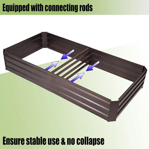 Miniatura 4 de LuxenHome - Kit de cama de jardín elevada galvanizada de 6 x 3 x 1 pies, para exteriores, caja rectangular de metal para jardinería, maceta grande