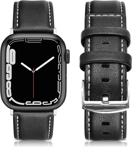 Miniatura 21 de EDIMENS Correas de cuero compatibles con Apple Watch de 1.81 pulgadas, 1.77 pulgadas, 1.73 pulgadas, 1.65 pulgadas (serie 1, 2, 3) para hombres