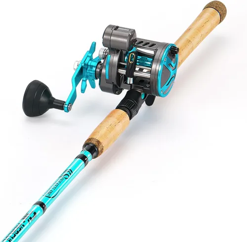 Miniatura 3 de Sougayilang Inshore Fishing Rod Combo with Line Counter Fishing Reel Suitable for Catfish, Salmon/Steelhead, Striper Bass Fishing Mano derecha