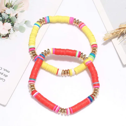 Miniatura 61 de Surfer Heishi - Pulseras apilables para mujer, apilables, de vinilo arcoíris, disco de arcilla, pulseras elásticas para la amistad, joyería bohemia