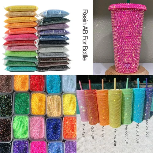 Miniatura 5 de Paquete grande de 50000 diamantes de imitación de resina de 0.118 pulgadas (0.118 in), con parte trasera plana, diamantes de imitación de color AB