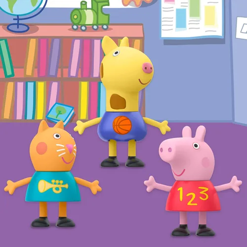 Miniatura 4 de Peppa Pig Paquete de 8 figuras de juguete para el aula escolar, Peppa Pig, George Pig, Peggi Panda, Candy Cat y más, regalos de regreso a clases