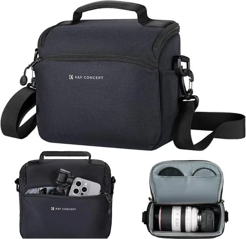 Miniatura 11 de K&F CONCEPT Bolso de bandolera para cámara pequeño estuche cruzado para cámara DSLR/SLR/Cute compacto Bolsos de hombro para fotografía