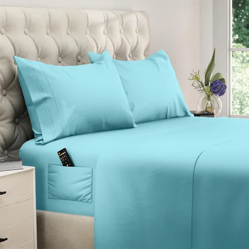 Miniatura 76 de DREAMCARE Juego de sábanas California King, 6 piezas, sábanas refrescantes para cama, sábanas Cal King de hasta 21 pulgadas de profundidad, 02