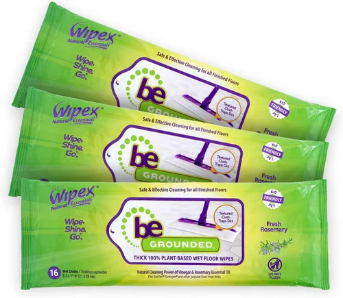 Miniatura 10 de Wipex Toallitas húmedas naturales para pisos, aceite esencial de romero y vinagre, tela texturizada a base de plantas para atrapar y absorber