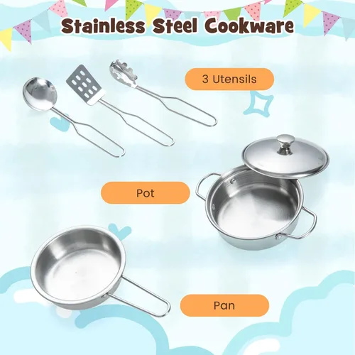 Miniatura 4 de KOTEK Juego de cocina para niños, juego de cocina de madera para niños pequeños con dispensador de agua con luces sonidos, estufa, horno, nevera