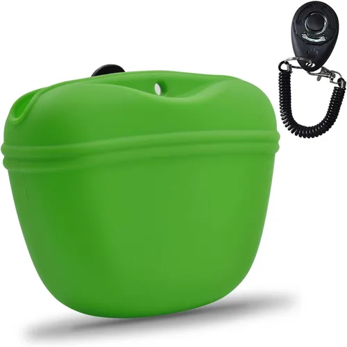 Miniatura 18 de AUDWUD Bolsa de Silicona para Premios de Perro, Con Clicker de Entrenamiento para Perros, Contenedor de Entrenamiento Portátil con Clip, Conveniente