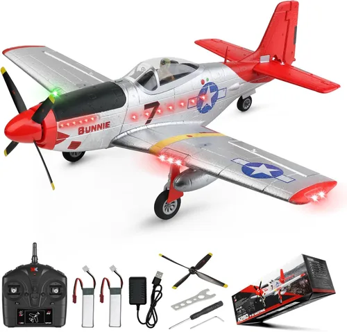 CKYSCHN WLtoys XK A280 Avión RC, avión RC P51 Mustang de 4 canales con luces, aviones RC sin escobillas 6G/3D, avión de control remoto 2.4G, aviones