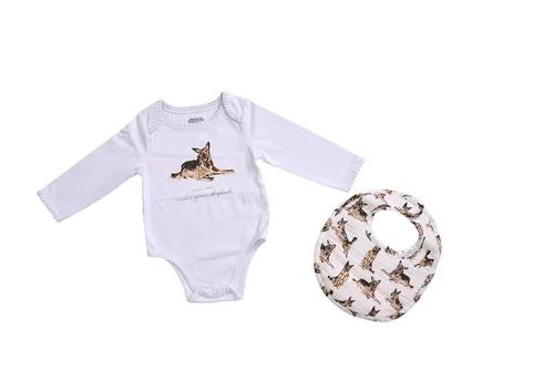 Miniatura 6 de Mud Pie Babero y oruga con estampado de perro Bulldog, Aussie