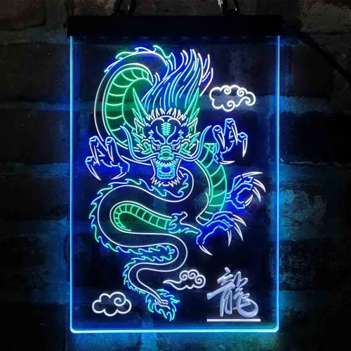 Miniatura 10 de ADVPRO Dragón chino en la nube palabra tricolor LED neón signo verde y rojo y amarillo 7.9 x 12.6 pulgadas st9s23-i3225-gry