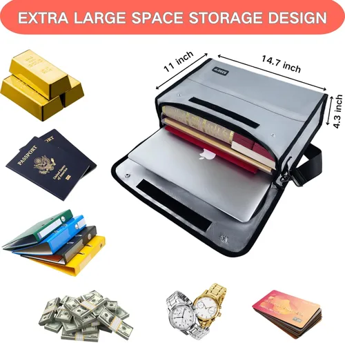 Miniatura 5 de Bolsa de documentos ignífuga – Caja de documentos impermeable ignífuga para documentos y dinero en efectivo Organizador de documentos ignífugo