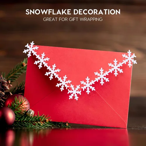 Miniatura 9 de BESTOYARD Cinta de copo de nieve de 16.4 pies con ribete de poliéster blanco para decoración de árbol de Navidad, cinta de vacaciones para envolver