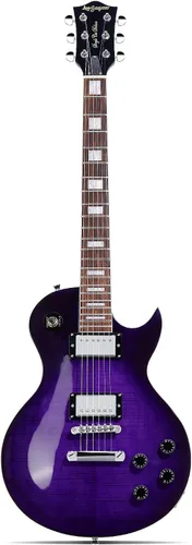 Miniatura 11 de Leo Jaymz Guitarra eléctrica serie SC - Cuerpo de caoba, diapasón de laurel, humbuckers duales, puente Tune-O-Matic, cuello C, afinadores 18:1