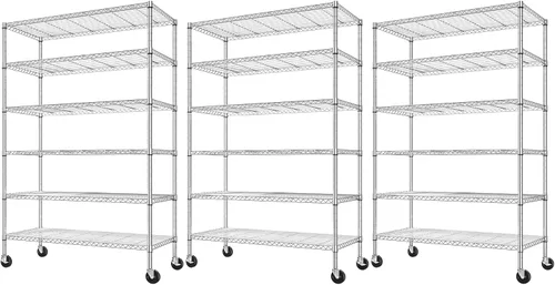 Miniatura 11 de Romorgniz Estantes de almacenamiento de 82 pulgadas de alto x 45 pulgadas de ancho x 18 pulgadas de profundidad con ruedas, estantería de alambre
