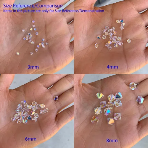 Miniatura 5 de 100 piezas auténticas Preciosa de 3 mm (0,12 pulgadas) cuentas sueltas de cristal bicono facetado pequeño amatista púrpura compatibles con cristales