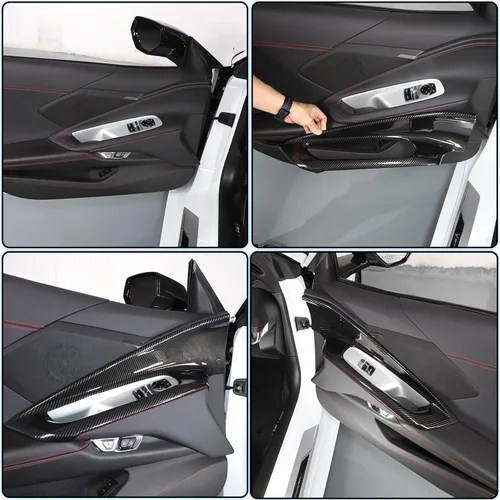 Miniatura 4 de Sekhyna Cubierta interior de la manija de la puerta del automóvil compatible con Chevrolet Corvette C8 Stingray 2020-2024 ABS 2020-2024, 2 piezas