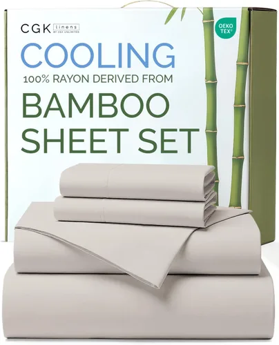 Miniatura 22 de Sábanas de bambú 100% rayón derivado de bambú, tamaño individual, sábanas refrescantes para individuales. Ropa de cama ultra suave, transpirable