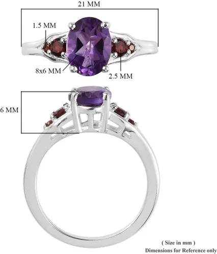 Miniatura 6 de SHOP LC - Anillo de amatista granate 925 de plata de ley 925, anillos de amatista roja y púrpura para mujeres, regalos de cumpleaños para mujeres