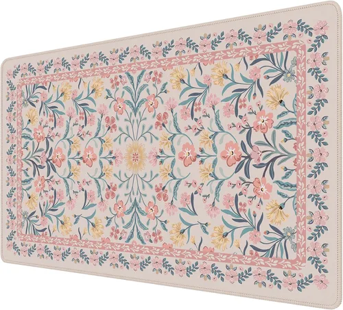 Miniatura 12 de iCasso Alfombrilla de mouse estética pequeña con diseño floral, mini alfombrilla de mouse portátil rosa, antideslizante y cómoda, de tela para mouse