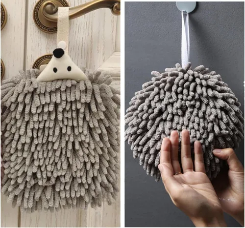 Miniatura 7 de Paquete de 3 toallas de mano de felpilla de animales con lazo Haning, toallas de mano de flores para cocina y baño, toalla de baño de manos
