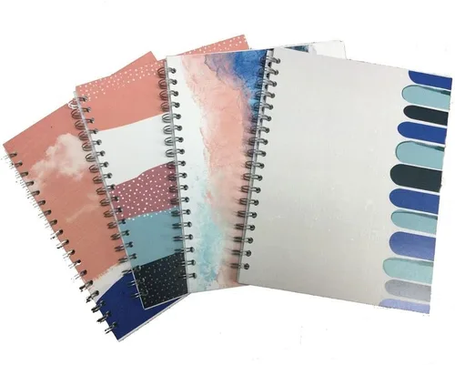 Paquete de 4, cuadernos pequeños encuadernados en espiral, diseño de sostenibilidad, 9.75 x 7.5 pulgadas, 70 hojas (140 páginas) 100% páginas