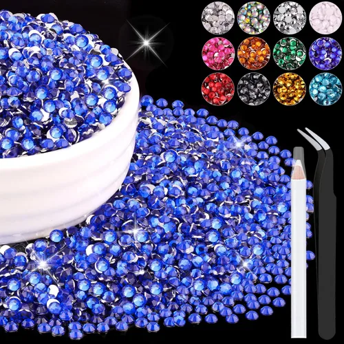 Miniatura 94 de 12000 diamantes de imitación de resina de 0.079 pulgadas a granel para manualidades (transparente), cristales deslumbrantes con parte trasera plana