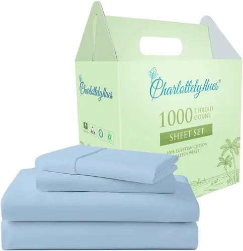 Miniatura 9 de CharlottelyHues Juego de sábanas de 4 piezas 100% algodón egipcio de lujo, transpirable, suave, ajuste cómodo, acabado satinado, se adapta a Borgoña