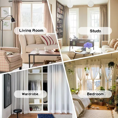 Miniatura 8 de Mysky Home Cortinas de doble capa, dormitorio, traslúcidas, opacas, habitación de niños, comedor, guardería, ojales, oscurecer la habitación, 52 x