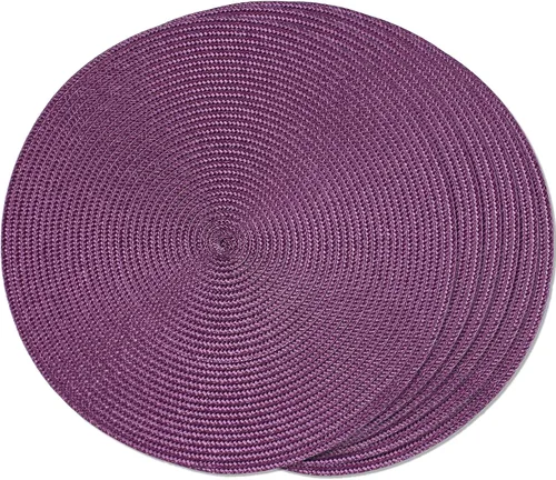 Miniatura 53 de FunWheat Juego de 6 manteles individuales redondos trenzados para mesas de comedor, tejidos, lavables, antideslizantes, de 15 pulgadas