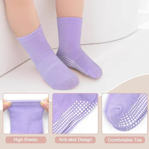 Miniatura 2 de SkiBeaut Calcetines para niños pequeños, 12 pares de puños antideslizantes para niños y niñas con pinzas para 1-7 años