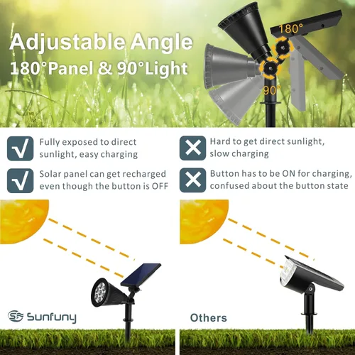 Miniatura 3 de Focos solares de paisaje al aire libre, 7 luces LED brillantes, del atardecer al amanecer, impermeable, funciona con energía solar, luces de poste