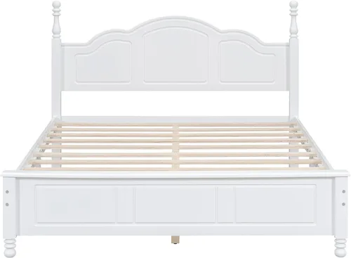 Miniatura 7 de Harper & Bright Designs Cama de plataforma tamaño Queen con cabecero, marco de cama de madera de estilo retro con soporte de listones, camas