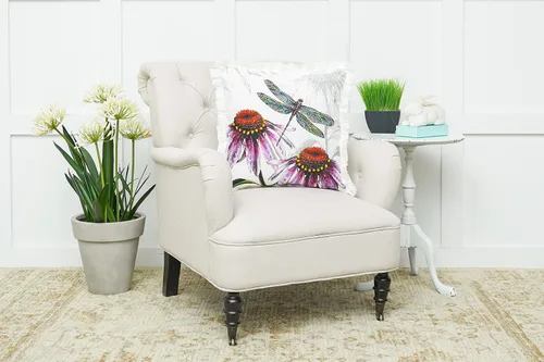 Miniatura 3 de C&F Home Cojín de 18 x 18 pulgadas, estampado floral botánico de libélula floral y adornado, decoración de Pascua, hogar, sala de estar, sofá