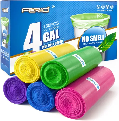 FORID Bolsas de basura pequeñas de 4 galones para baño, bolsas de basura extragruesas de colores sin perfume, forros de plástico resistentes para