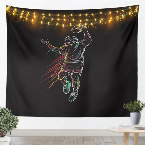 Miniatura 13 de Colgante de pared con estampado de leopardo, pequeño 51 x 59, tapiz de guepardo de cachemira verde azulado bohemio con lunares blancos y negros