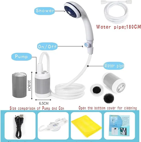Miniatura 2 de Iron Hammer Ducha portátil para acampar Ducha al aire libre Ducha eléctrica de mano Gris