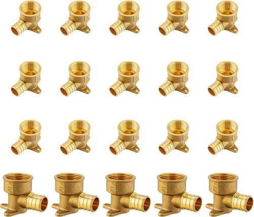 Miniatura 22 de Paquete de 5 accesorios PEX, adaptador de codo de oreja NPT roscado hembra Pex de 1/2 pulgadas x 1/2 pulgadas, accesorios de engarce de latón