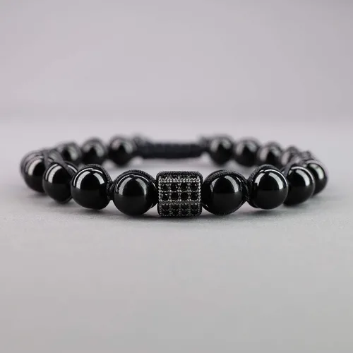 Miniatura 4 de COAI Pulsera de piedra turmalina negra pavimentada CZ