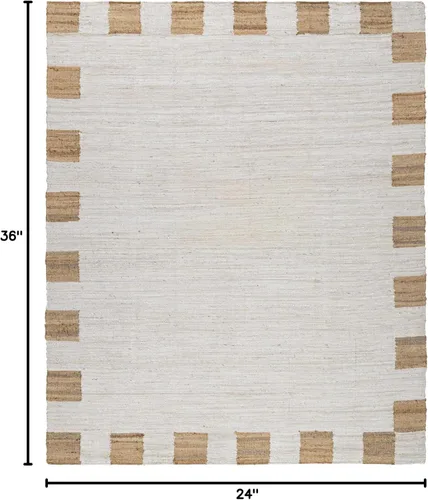 Miniatura 2 de Hauteloom Aphrodite JModern - Alfombra tejida a mano de yute de fibra natural, alfombra geométrica contemporánea a cuadros para sala de estar, Crema