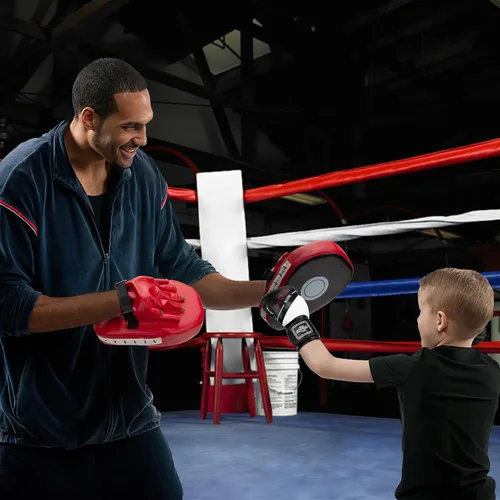 Miniatura 2 de Juego de 3 en 1 de guantes de boxeo y mitones de golpeo para niños, guantes de boxeo deportivos con almohadillas para manos y vendas, juego