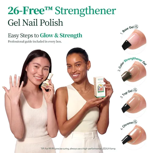 Miniatura 7 de APUREE Esmalte de uñas de gel fortalecedor: ámbar traslúcido Certificado USDA de base biológica Calidad de salón libre de HEMA Esmalte de gel