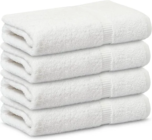 GOLD TEXTILES Juego de toallas de baño prémium (paquete de 4, 27 x 54 pulgadas), toallas 100% algodón hilado en anillo para hotel, spa, suaves y