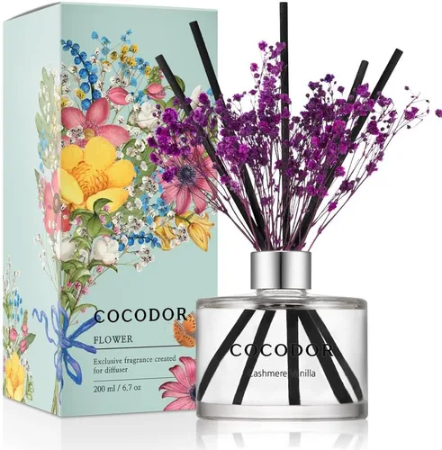 Miniatura 52 de COCODOR Juego de Difusor de Varillas de Junco con Flores / 6.7 oz / Eucalipto Limón / Difusor de Aroma con Varillas Fragancia para el Hogar Difusor